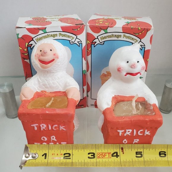 2) Hermitage Pottery 1995 Ceramic Ghost Mummy Candle Limited Edition vintage - Picture 9 of 12